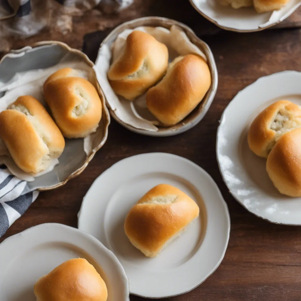 Freshly baked boudin kolache rolls showing a beautiful golden brown crust.
