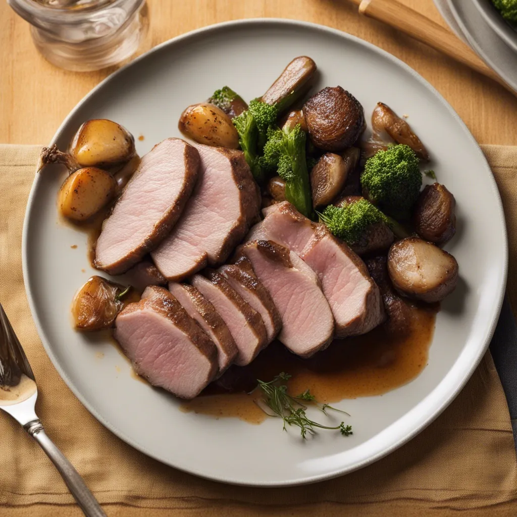 Duck breast served with roasted potatoes