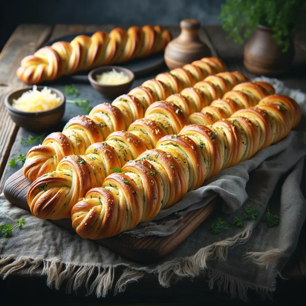 Cripsy Italian breadsticks brushed in butter and served with garlic dip