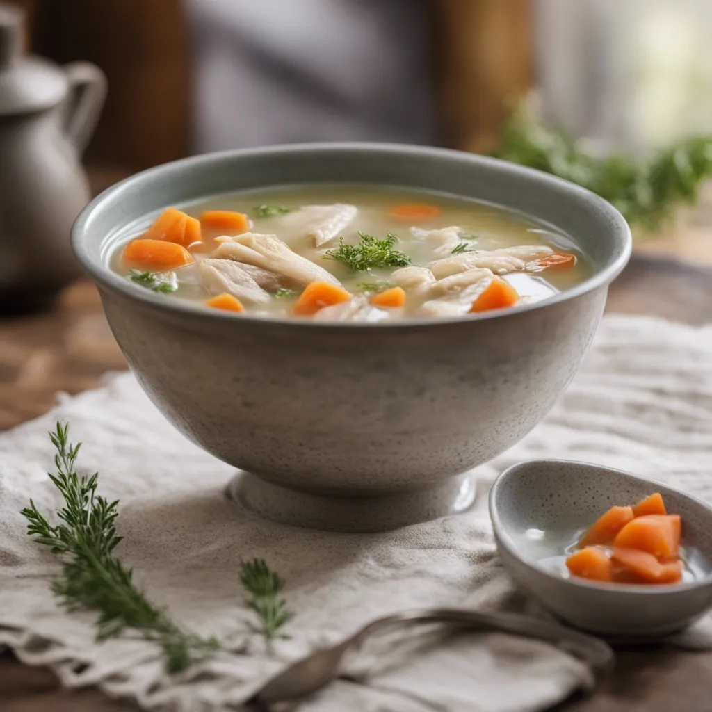 A bowl of steaming stellini soup ready to be served